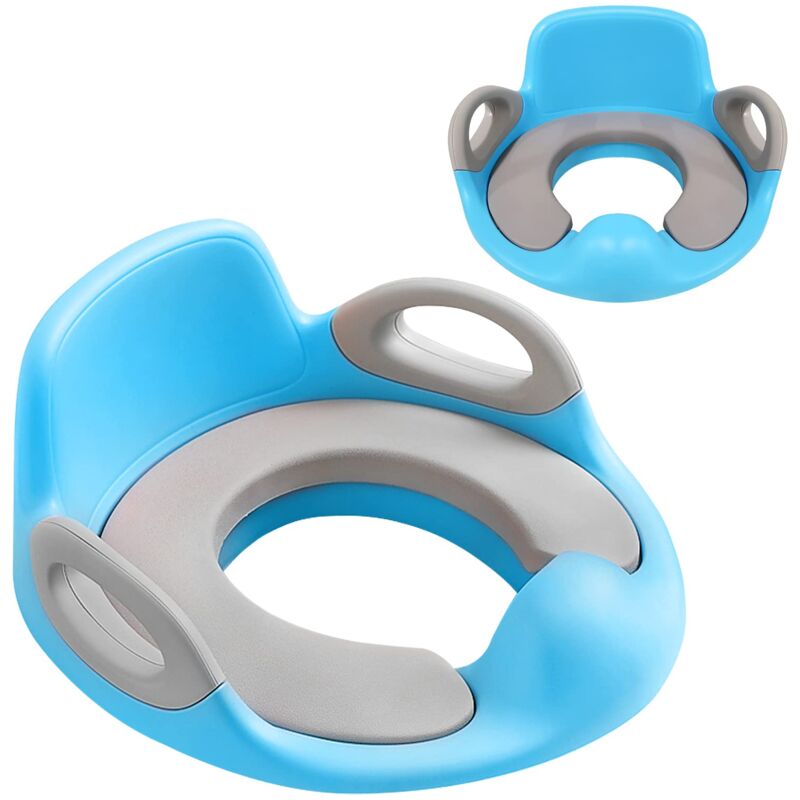 Toilettensitz Kinder Toilettenaufsatz mit pu Gepolstert und Spritzschutz wc Sitz Klositz Toilettentrainer Sitz für Kinder 1-7 Jahre, Blau Naizy