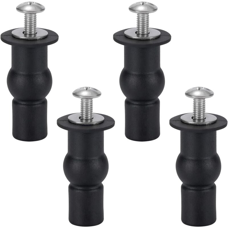 Ersandy - WC-Sitz-Befestigung, WC-Sitz-Scharnier, WC-Sitz-Befestigungsschrauben für allgemeine Toilettensitze, 4 Stück, Schwarz