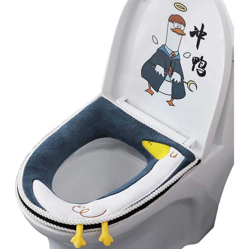 Toilettensitzbezug, Toilettensitzkissen, warmer Stoff, Toilettensitzschutz, wärmer, antibakterieller, waschbarer Stoff für Toilettensitzpolster mit