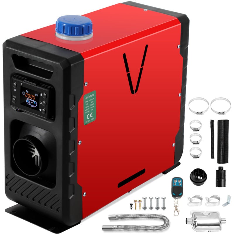 12V 8KW Diesel Standheizung 12V 24V Bluetooth-Steuerung Integration Air Diesel Luftheizung lcd für Auto pkw lkw Wohnmobil Rot - Tolletour