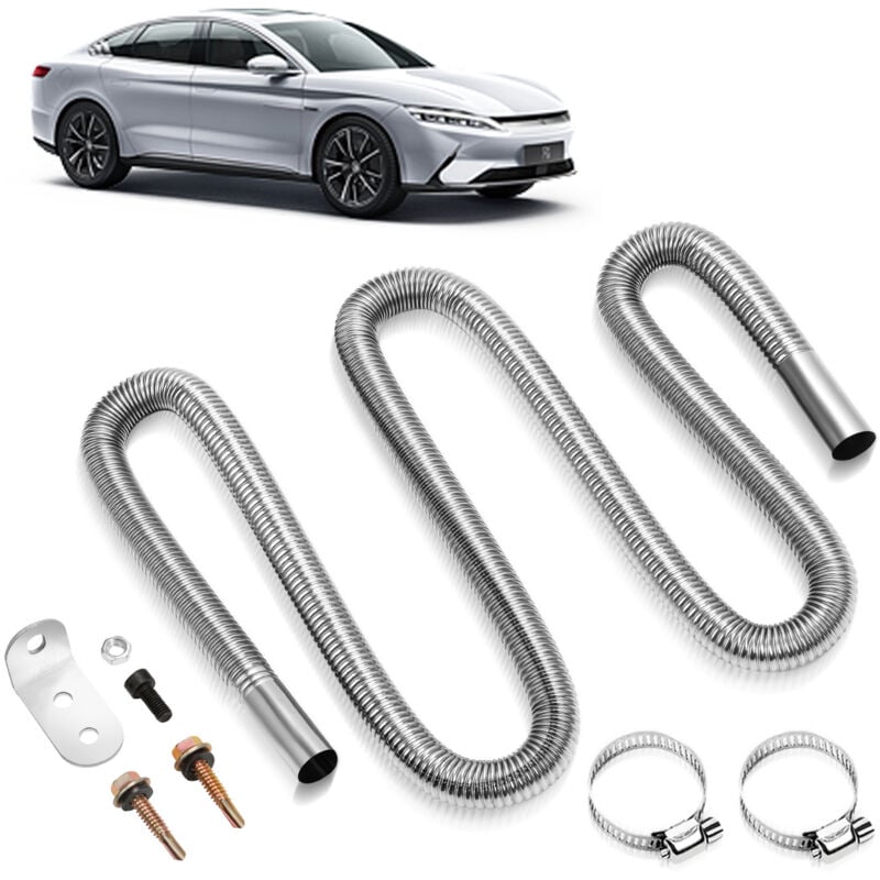 200cm Abgasschlauch Abgasrohr für Diesel-Auspuffrohre – Flexibler Metallschlauch mit 2 Schellen ideal für Standheizung und Stromerzeuger - Tolletour