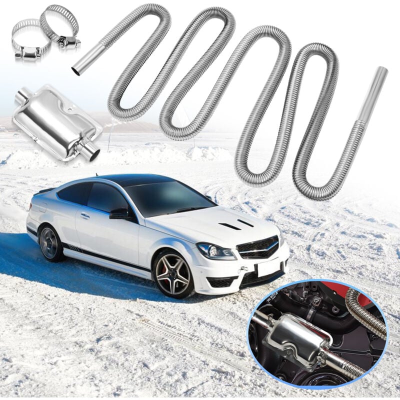 Tolletour - 300cm Abgasschlauch Abgasrohr für Diesel-Auspuffrohre – Flexibler Metallschlauch mit 2 Schellen ideal für Standheizung und Stromerzeuger