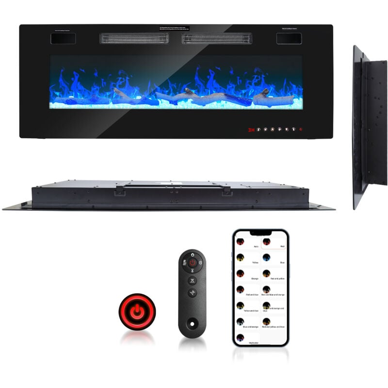 TolleTour Elektrokamin mit Heizung und Kaminfeuer LED - Künstliches Feuer - Elektrischer Kamin 1500W - 127 cm - Elektro Kamin - mit Überhitzungsschutz
