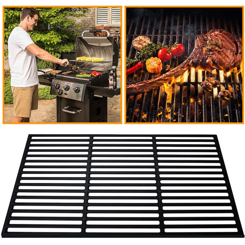 TolleTour Gusseisen Grillrost 41,5 × 27,5 cm – Emaillierter Grillrost für Holzkohlegrill, Gasgrill & Backofen, Robustes BBQ Zubehör, Schwarz