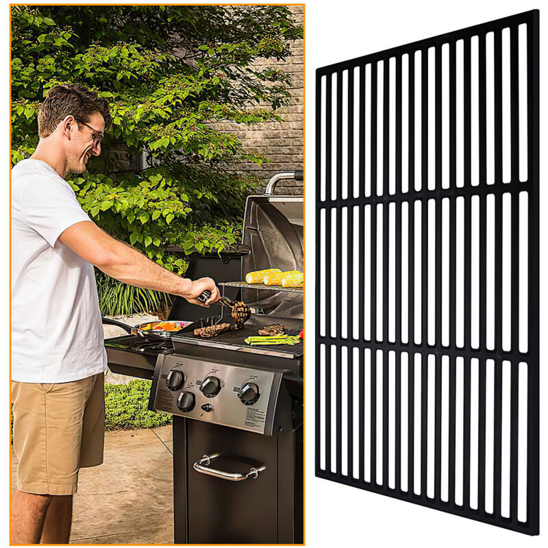 TolleTour Gusseisen Grillrost 54 × 34 cm – Emaillierter Grillrost für Holzkohlegrill, Gasgrill & Backofen, Robustes BBQ Zubehör, Schwarz