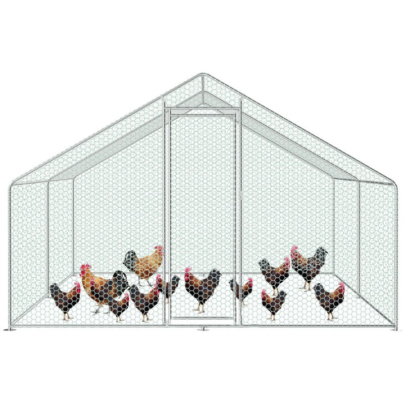 TolleTour Hühnerstall Freilaufgehege mit Schloss Außengehege Voliere Verzinkter Stahl Freigehege Hasenstall Kleintiergehege 3x2x2m