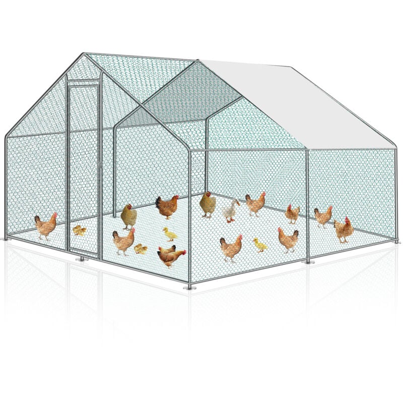 Tolletour - Hühnerstall 3x2x2m Hühnerhaus Kleintierstall Freilaufgehege Kleintiergehege Voliere Freigehege Hühnerkäfig Geflügelstall Verzinkter