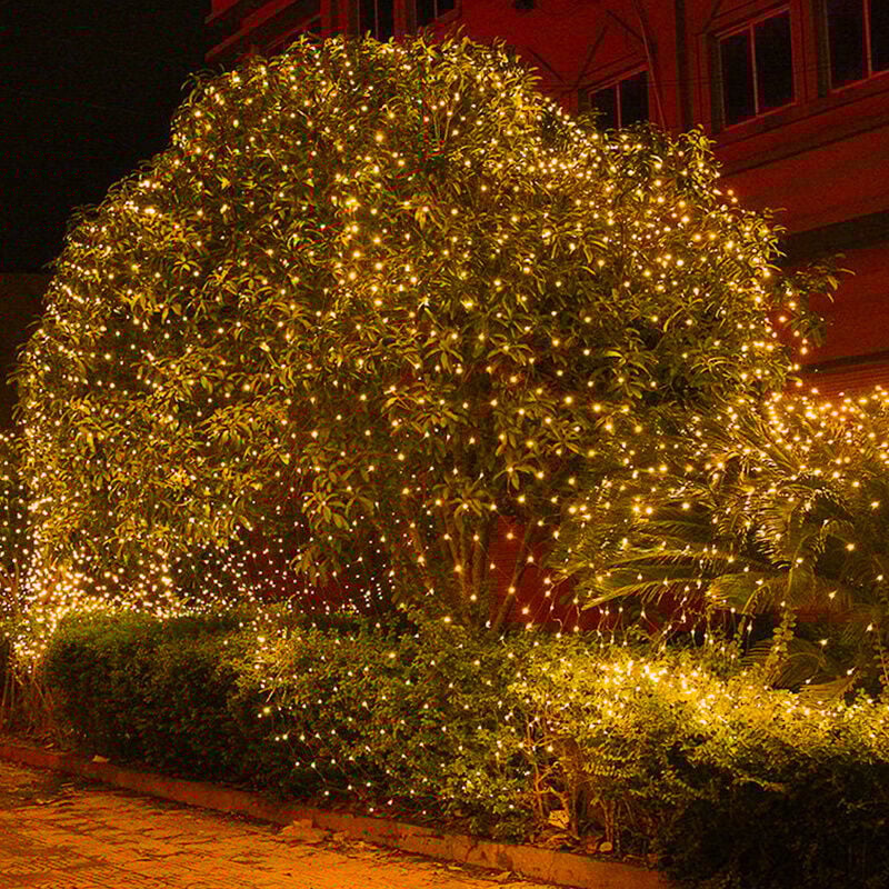 Led Lichternetz 3x2M Lichtervorhang Lichterkette Lichterketten Leuchte Außen 8 Modi Warmweiß - Tolletour