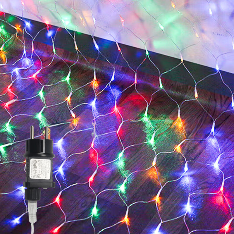 TolleTour LED Lichternetz Lichterkette Weihnachtsbeleuchtung Lichtervorhang Innen Außen Deko 8 Modi IP44 2x2M Bunt