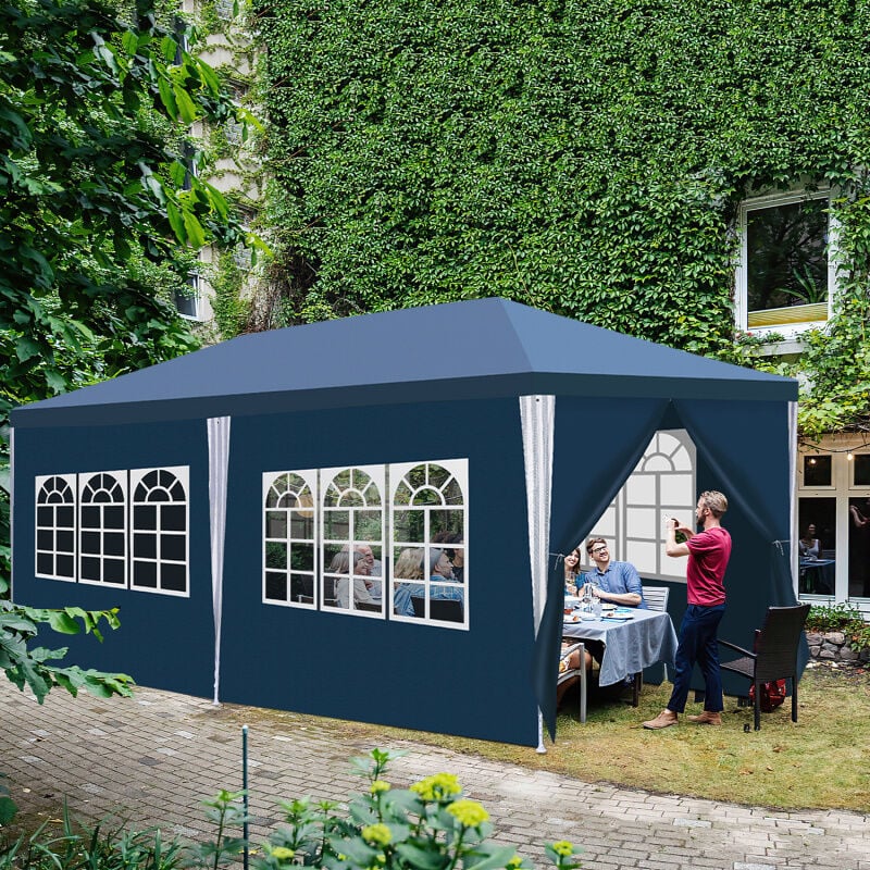 TolleTour Pavillon Gartenzelt – Wasserdichtes Garten-Pavillon mit Easy-Klett. perfekter Schutz bei jedem Wetter Blau 3x6m