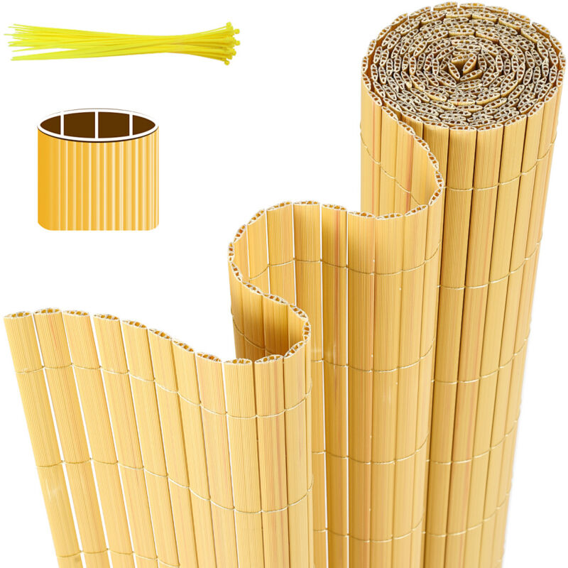 TolleTour PVC Sichtschutzmatte Balkon & Zaun – Wetterfester Sichtschutzzaun für Zaun, Windschutz, Zuschneidbar Bambus 80x300cm