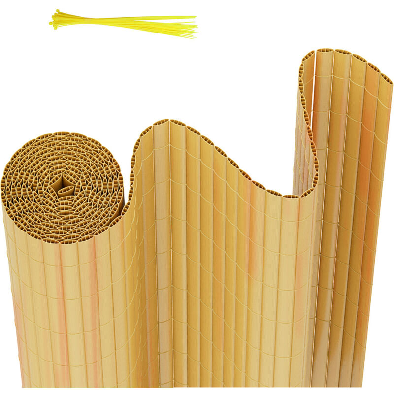 TolleTour PVC Sichtschutzmatte Balkon & Zaun – Wetterfester Sichtschutzzaun für Zaun, Windschutz, Zuschneidbar Bambus 100x300cm