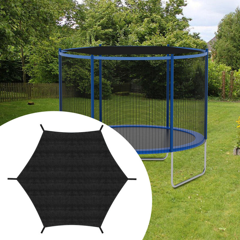 TolleTour Trampolin-Schattenabdeckung Ø 244 cm Schwarz – Reißfest & UV-beständig, Sommer-Markise für rundes Trampolin mit 6 Stangen