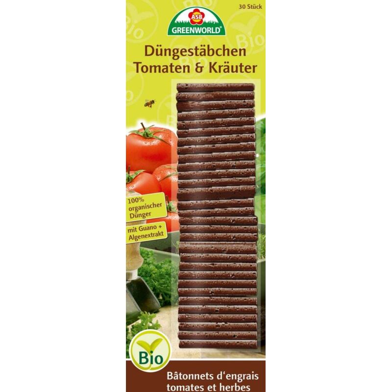 Asb Greenworld - Bio Tomaten- und Kräuter Düngestäbchen 30 Stück Dünger Stäbchen