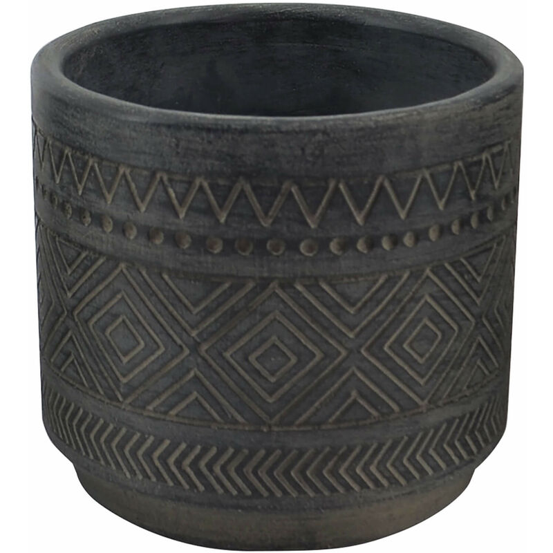 Magazzini Cosma - Tondo Bass Outdoor Vase Outdoor Fasergarten dekoriert Anthrazit 18x18x16 cm Fresia