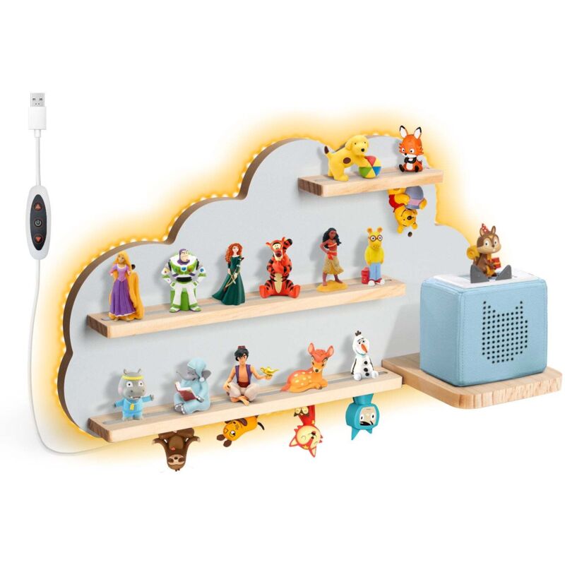 Tonie-Regal für Toniebox Hörfiguren, mit LED-Lichtleiste, Magnetische Aufbewahrung für 15-20 Tonie, Perfekte Tonie Aufbewahrung im Kinderzimmer für
