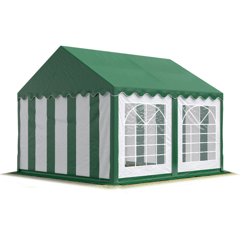 Party-Zelt Festzelt 4x4 m Garten-Pavillon -Zelt pvc Plane 700 n in grün-weiß Wasserdicht - Toolport