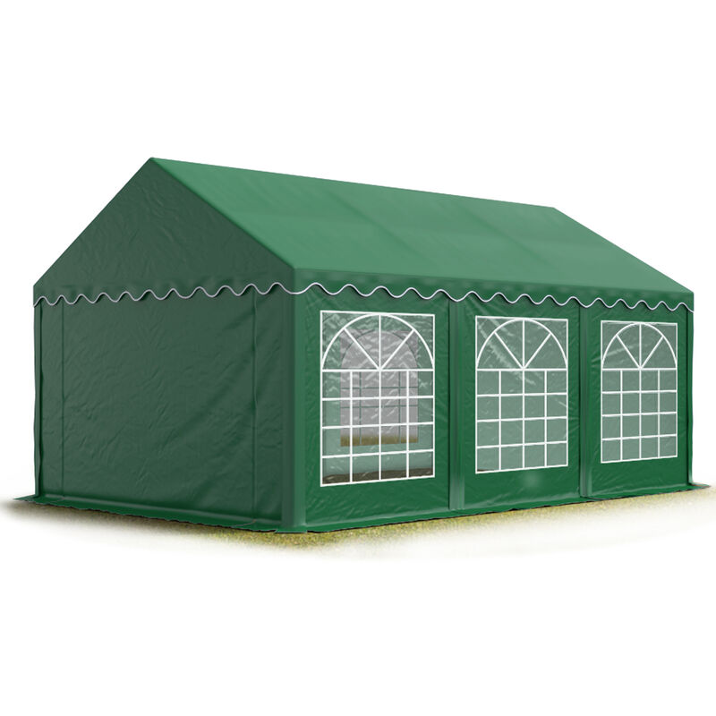 TOOLPORT Party-Zelt Festzelt 4x6 m Garten-Pavillon -Zelt PVC Plane 700 N in dunkelgrün Wasserdicht