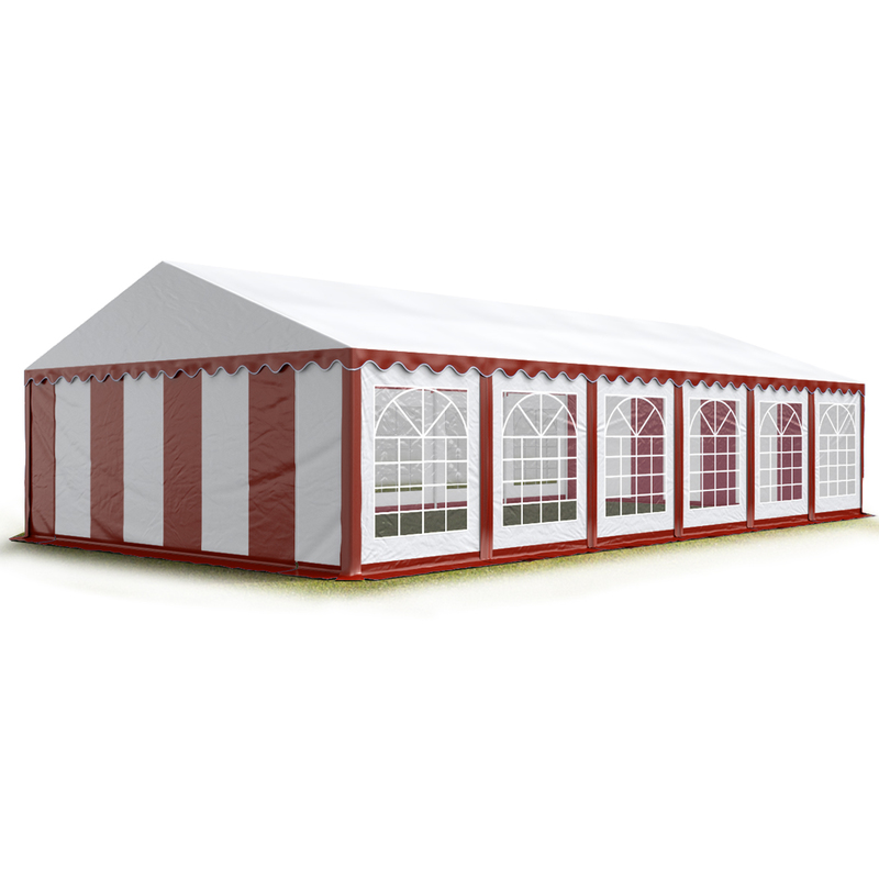 Party-Zelt Festzelt 6x12 m Garten-Pavillon -Zelt pvc Plane 700 n in rot-weiß Wasserdicht - Toolport