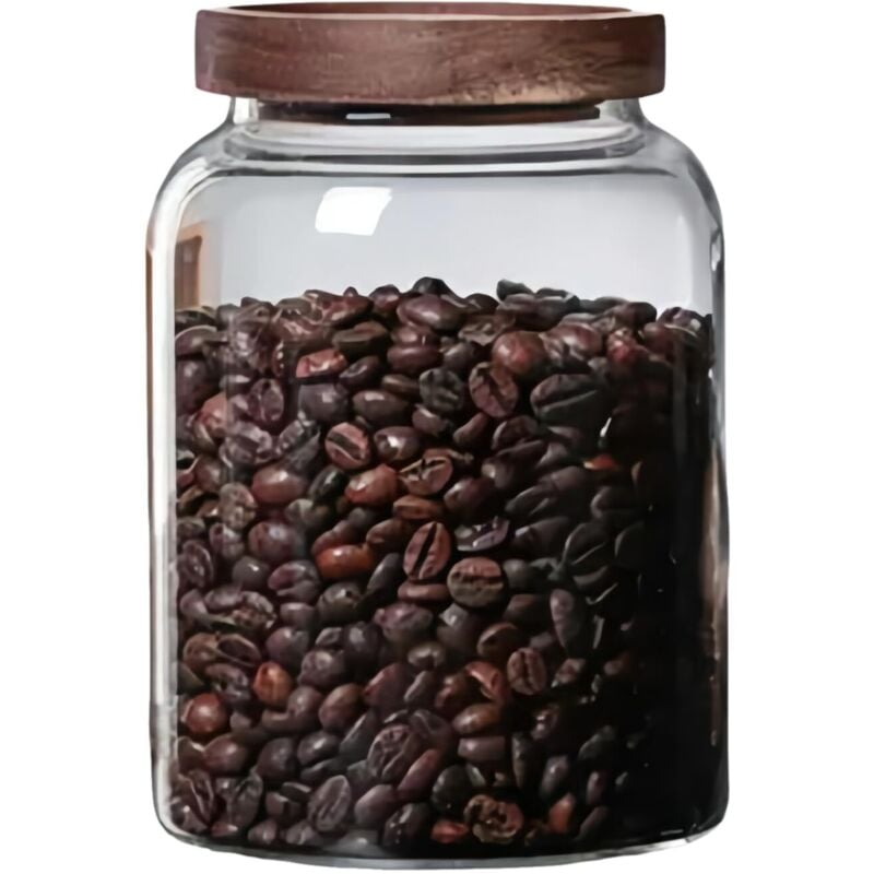 Toolzia Spaghetti-Glas mit Holzdeckel, stapelbares Glas, transparente Keksdose, luftdichtes Glas für Lebensmittel, Kaffee, Mehl