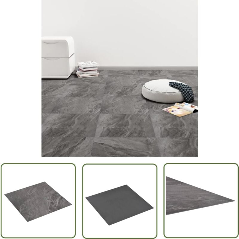 The Living Store PVC-Fliesen Selbstklebend 5,11 m² Schwarz mit Muster - pvc Fliesen - Vinylboden - Selbstklebender Bodenbelag - Designboden