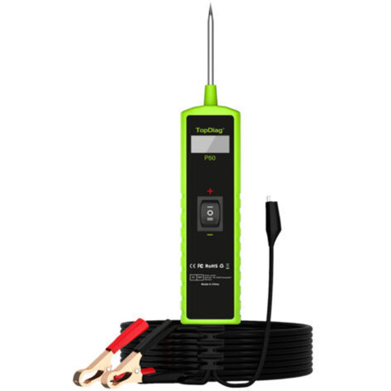 TopDiag P60 Kfz-Schaltungstester, 6-30V DC Kfz-Kurzschlusstester mit LCD-Bildschirm, Taschenlampe und Komponentenaktivierung