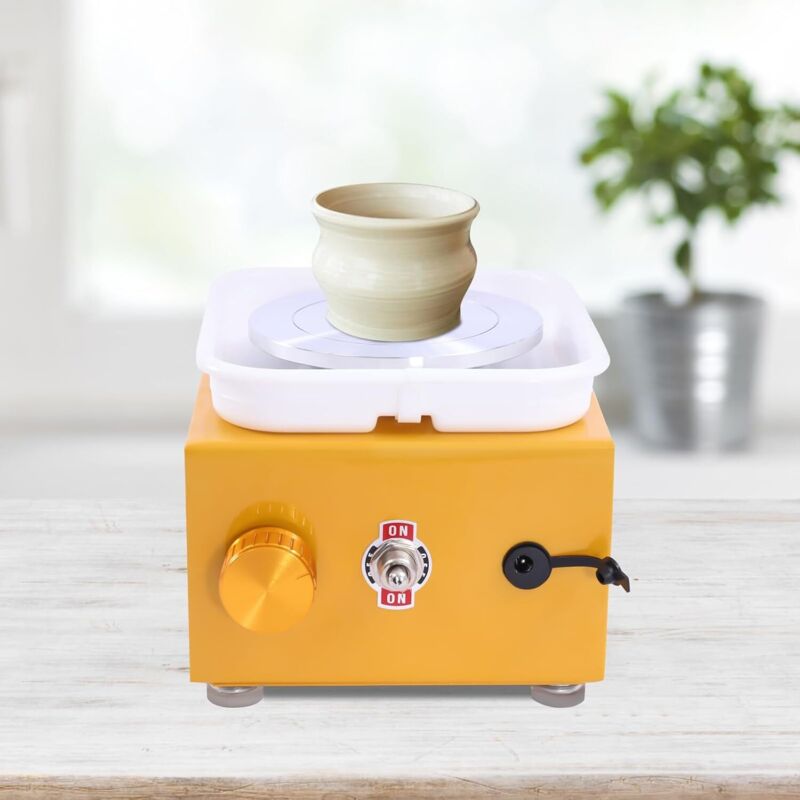 Töpferscheibe Elektrisch, Mini Pottery Wheel Einstellbare Geschwindigkeit mit Drehzahl 2000r/min Abnehmbares Becken für Töpferbar, Baumarkt