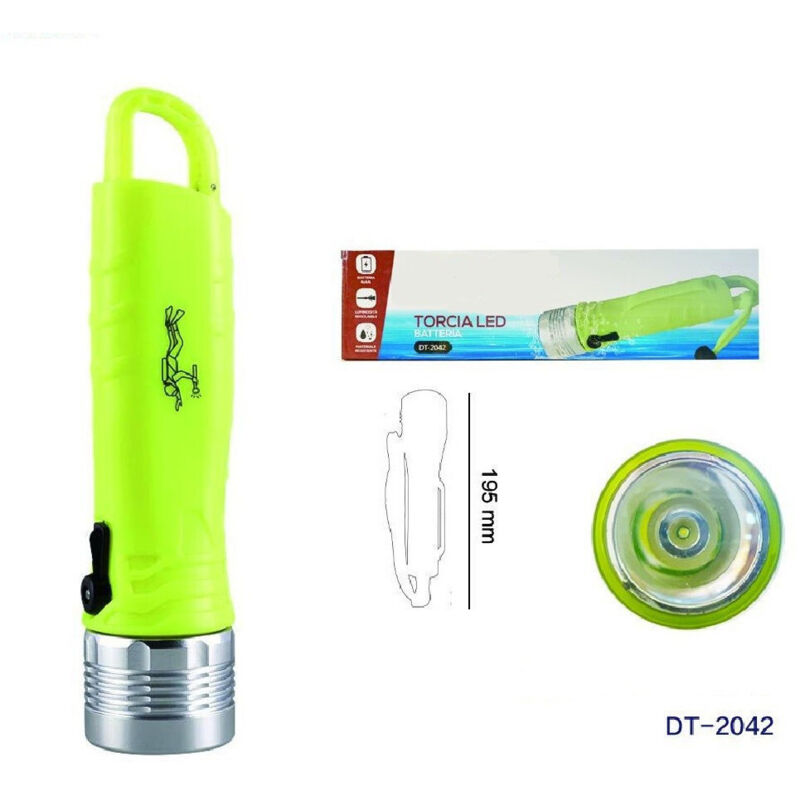 Trade Shop - LED-Batterie-Taschenlampe zum Tauchen, einstellbare Helligkeit, 195 mm, DT-2042 -