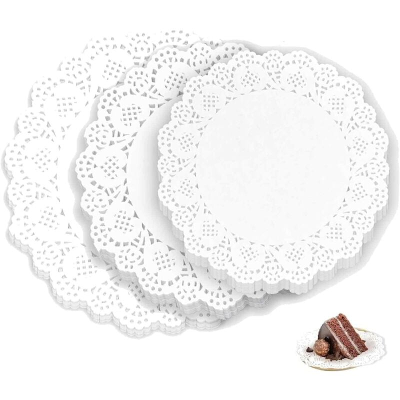 Bluedeer - Tortenspitze Rund, 150 Stück Einweg Spitze Papier Deckchen für Tische Papier Tischsets Papierdeckchen tassenuntersetzer Papier für Kuchen