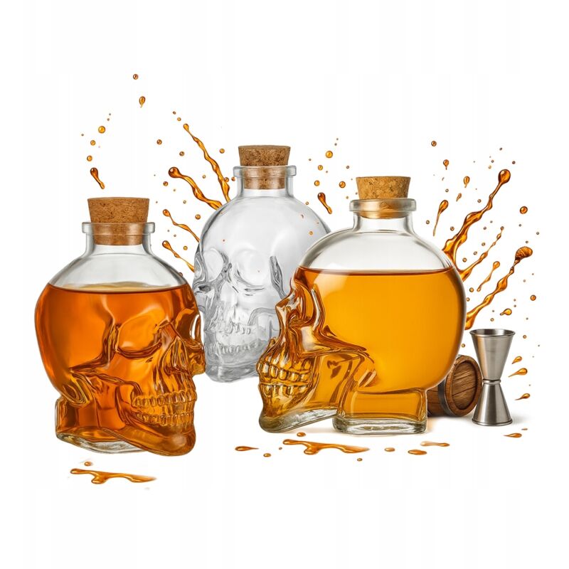 Totenkopf-Karaffe, 400 ml Glasflasche für alkoholische Getränke und Wein, Geschenkidee zur Dekoration