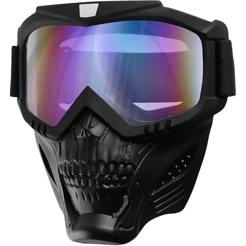Totenkopf-Motorradbrille mit abnehmbarer Gesichtsmaske, ATV Dirt Bike UV Racing Reiten Airsoft Offroad Motocross Schutzbrille Mx taktische Brille