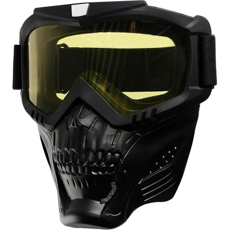 Totenkopf-Motorradbrille mit abnehmbarer Gesichtsmaske, ATV Dirt Bike UV Racing Reiten Airsoft Offroad Motocross Schutzbrille Mx taktische