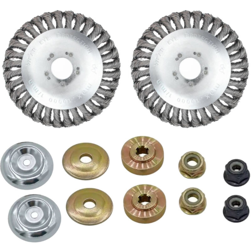 Trade-Shop 150mm Stahldraht Bürstenkopf Trimmerkopf inkl. Adapter-Set kompatibel mit Stihl FS108 FR106 FR108 / Motorsense, Rasentrimmer, Garten - 2