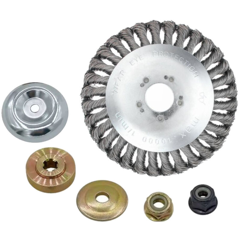 150mm Stahldraht Bürstenkopf Trimmerkopf inkl. Adapter-Set für Stihl FS108 FR106 FR108 / Motorsense, Rasentrimmer, Garten - 1 Stück - Trade-shop