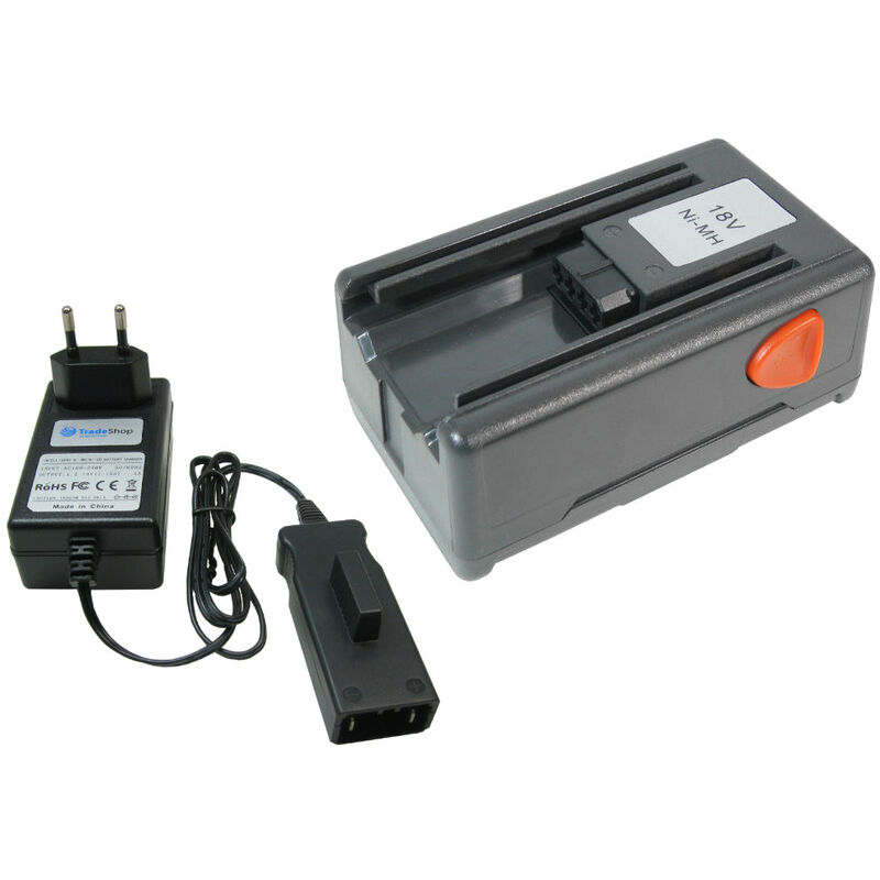 Trade-shop - 2in1 Set: Ni-MH Akku 18V 1500mAh 27Wh + Ladegerät Netzteil für Gardena Elektrowerkzeuge Gartengeräte wie Gardena SmallCut 300