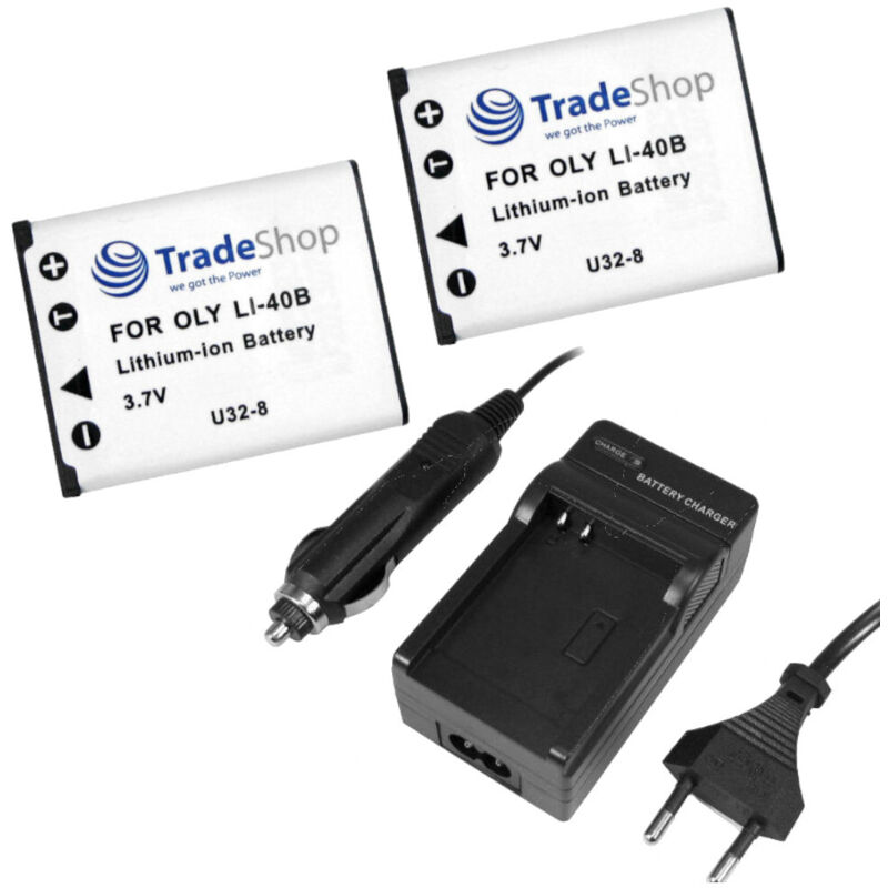 Trade-shop - 3in1 Set: 2x Akku + Ladegerät für Medion NP-45 MD86121 MD86123 MD86124 MD86127 MD86270 MD86276 MD86295 MD86308 MD86350 MD86355 MD86358