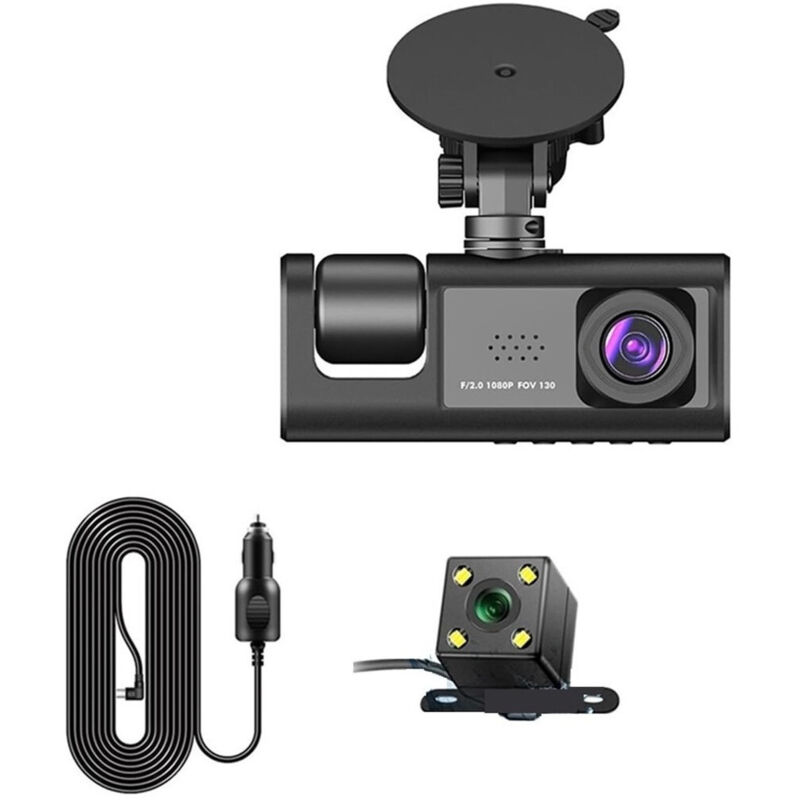 Trade Shop Traesio - Trade Shop - dashcam 3-WEGE-FRONTKAMERA 3CH hd 1080P auto dvr videokamera-recorder -