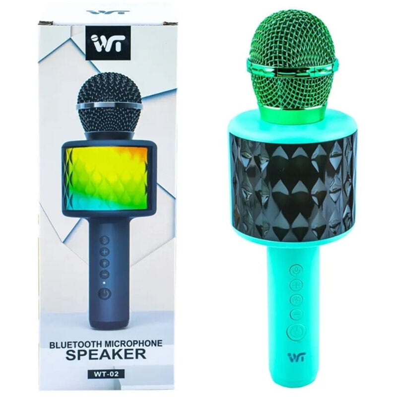 Trade Shop - MICROFONO KARAOKE CON BATTERIE CONNESSIONE BLUETOOTH SPEAKER PORTATILE PULSANTI MUSICA -