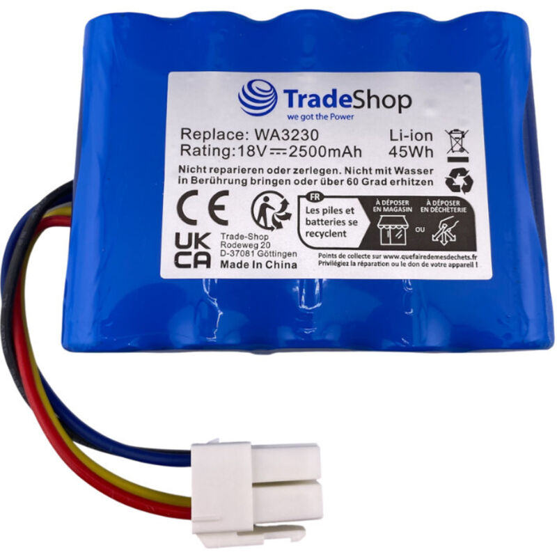 Trade-Shop Li-Ion Akku 18V / 2500mAh für Worx Landroid S Basic, S300 2018, S300i, S450i 2018, S500i 2018, S700i 2018, S 390m2 Mähroboter