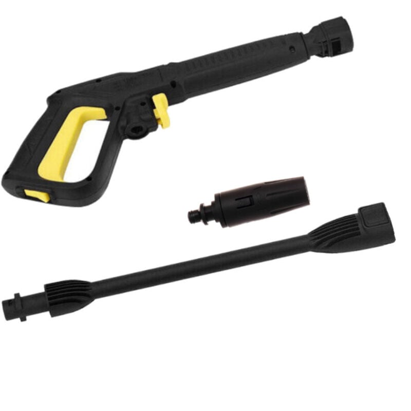 Trade-shop - Set: Hochdruckreiniger-Pistole mit Lanze Jetdüse kompatibel mit Kärcher K2-K7 Hochdruckreiniger / Anschluss-Klammer / Bajonett