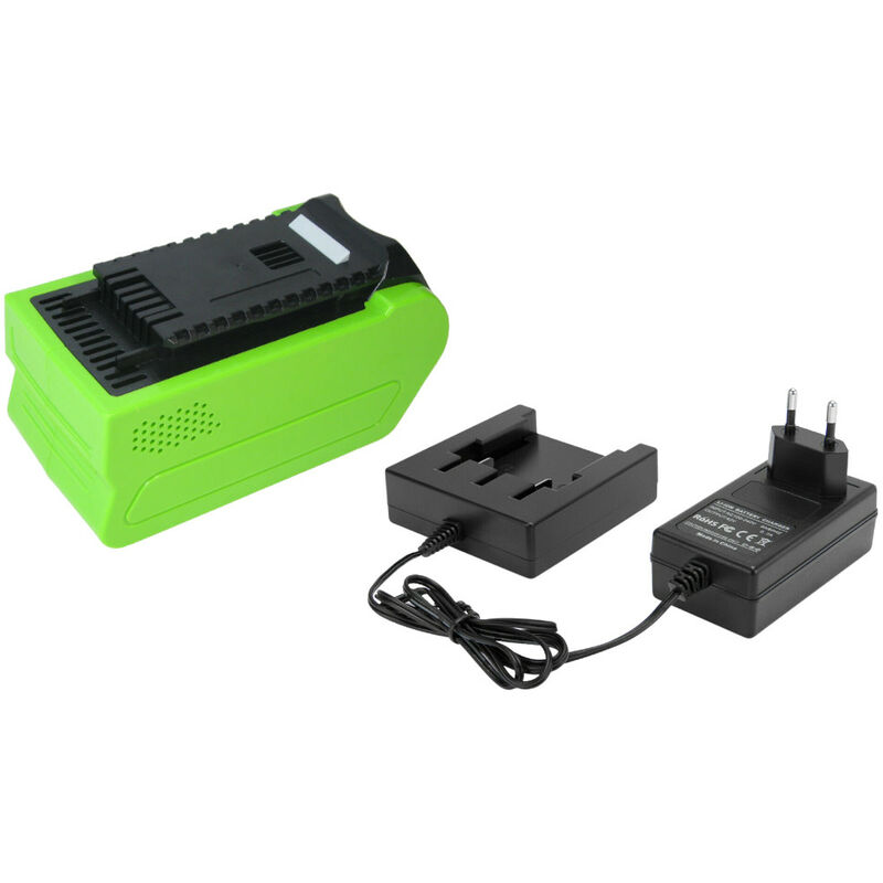 Trade-shop - Set: Li-Ion Akku 40V 4000mAh + Ladegerät für Cramer Teleskop-Hochentaster 40PS, Akku-Trimmer 40T05 40T07, Akku-Rasenmäher 40LM35 40LM41