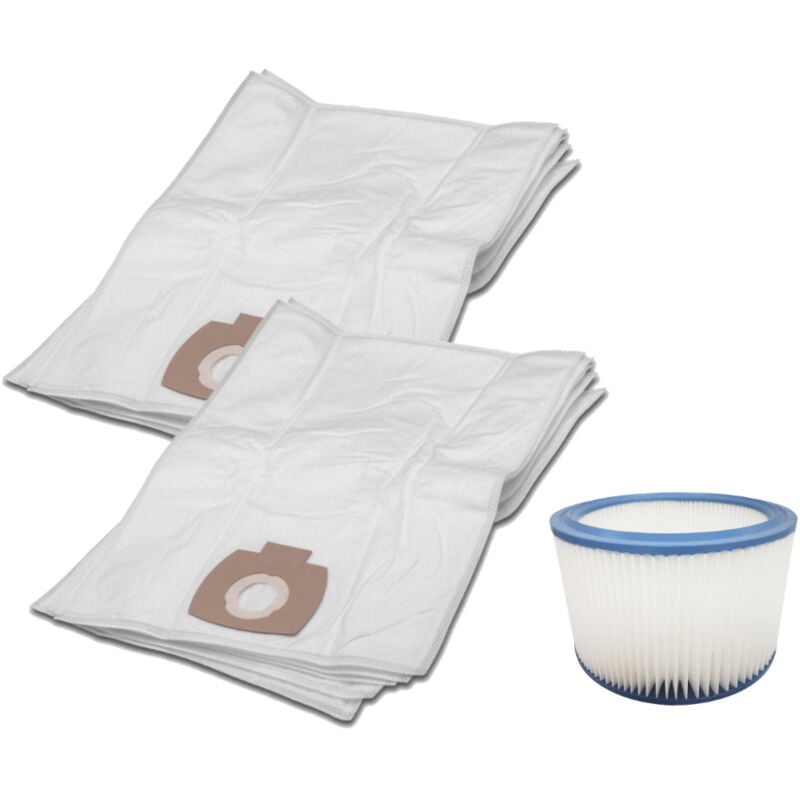Set: Vlies Staubsaugerbeutel (10 Stück) + Patronenfilter kompatibel mit Makita P-72899 P-70219, Festool 493826 485808, Bosch 2607432024 - Trade-shop