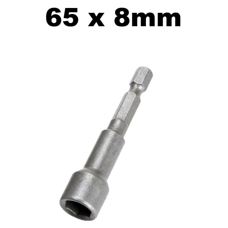 Stecknuss Steckschlüssel Schraubendreher Adapter Bit Aufsatz mit Magnet für Akkuschrauber, 65mm Länge, Sechskant - 8mm Schlüsselweite - Trade-shop