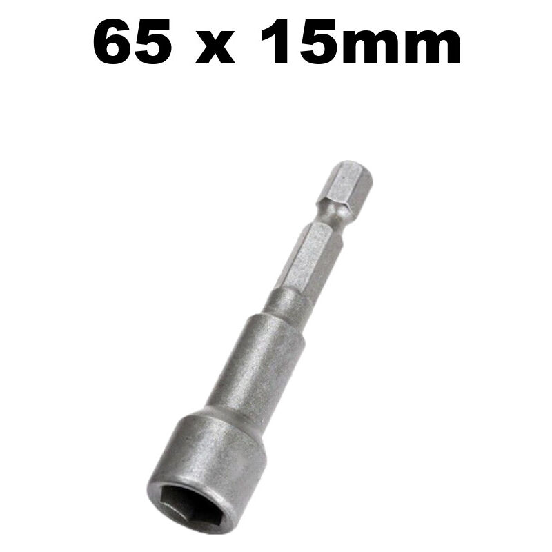 Steckschlüssel / Stecknuss / Außensechskant-Aufsatz Bit magnetisch, 1/4 Zoll Nuss Aufnahme für Akkuschrauber - 65mm x 15mm - Trade-shop