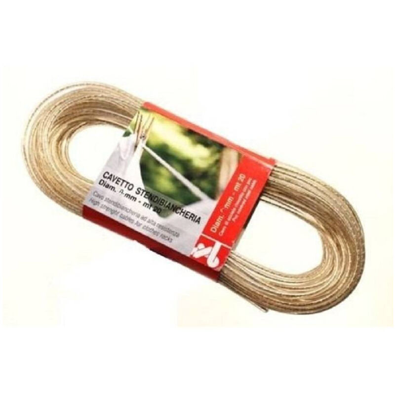 Trade Shop Traesio - Trade Shop - Wäschetrocknerseil, 20 m, 3 mm Durchmesser, Wäsche, Kleidung, kunststoffbeschichtetes Stahlkabel -