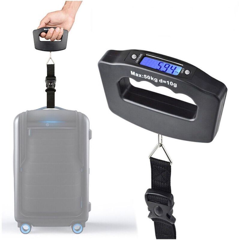 Tragbare digitale Gepäckwaage für Reisekoffer mit Tara-Funktion, Tragkraft bis 50 kg