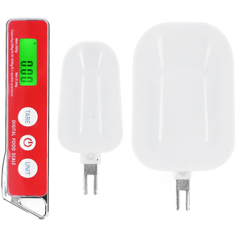Tragbare digitale Küchenwaage aus Edelstahl für Mehl, Tee und Gewürze, 500 g/0,1 g, Rot
