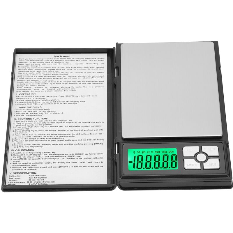 Tragbare digitale Taschenwaage für Goldschmuck – 2 kg/0,1 g Genauigkeit