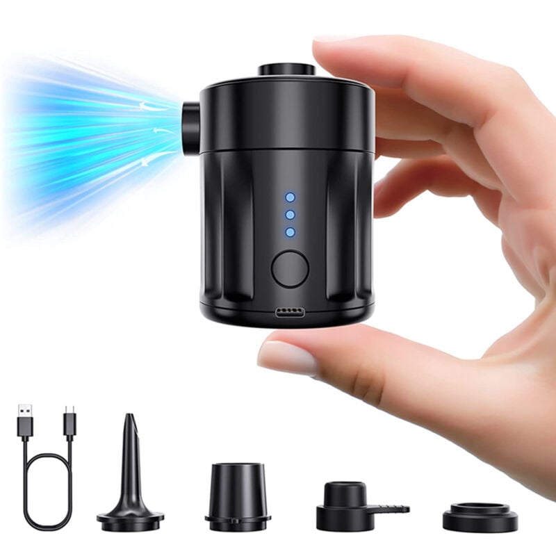 Tragbare elektrische Luftpumpe für Aufblasbares, wiederaufladbare Batterie-Luftpumpe für Luftmatratze 2 in 1 Mini-tragbare Vakuumpumpe mit 4