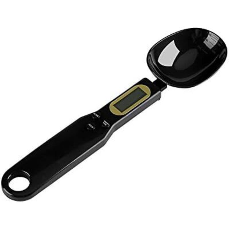 Tragbare elektronische digitale Küchenwaage mit LCD-Display (500 g / 0,1 g) inklusive Messlöffeln, multifunktionale Küchenwaage für Gewürze und